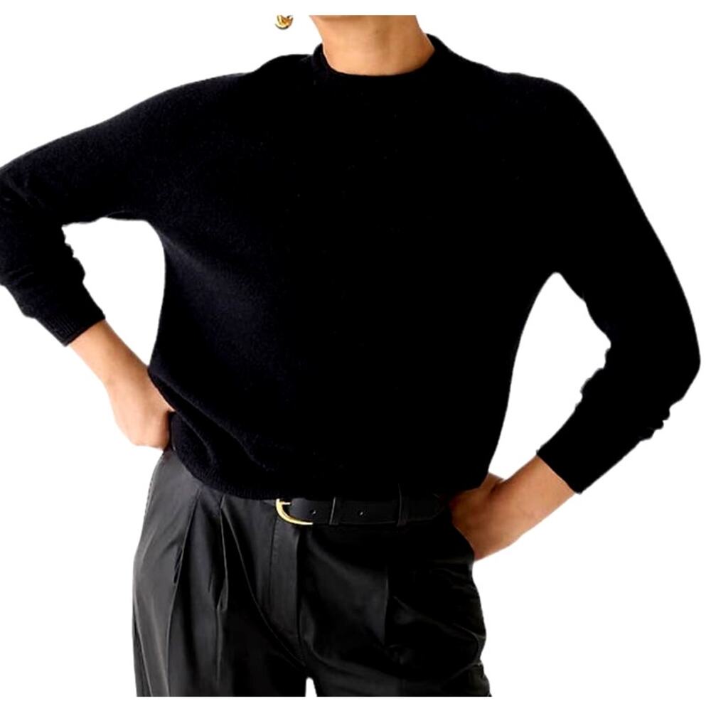 J.Crew Women's Medium Black Long Sleeve Mock Neck Pullover Sweater
